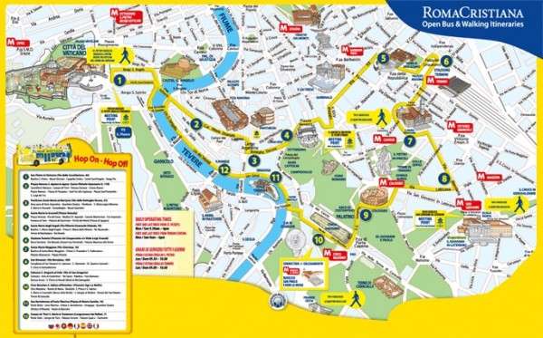 Christian Rome Open Bus Tour Map Christian Rome Open Bus Tour Map 600x373 Hop On/Hop Off Buses in Rome
