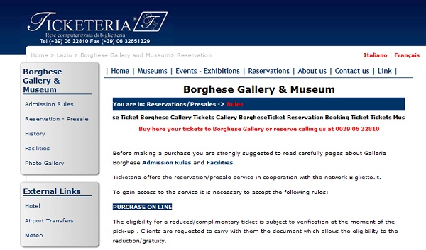 Ticketeria.it booking Ticketeria.it booking Galleria Borghese