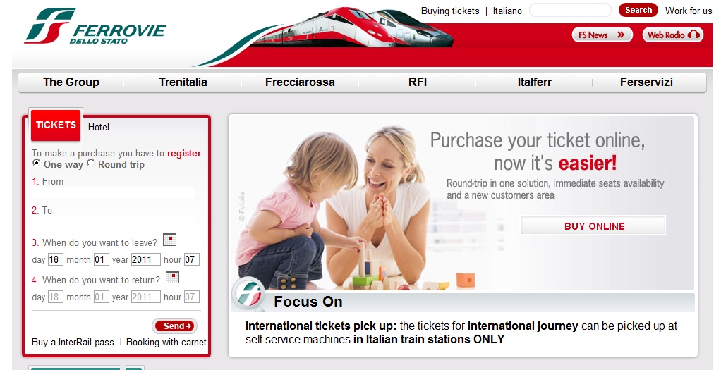 1 - Trenitlia Website 1 Trenitlia Website Buying a Train Ticket