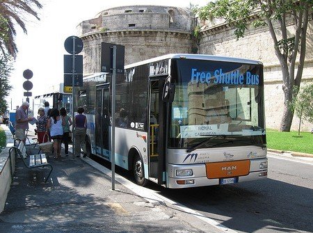 Shuttle bus at port city Shuttle bus at port city