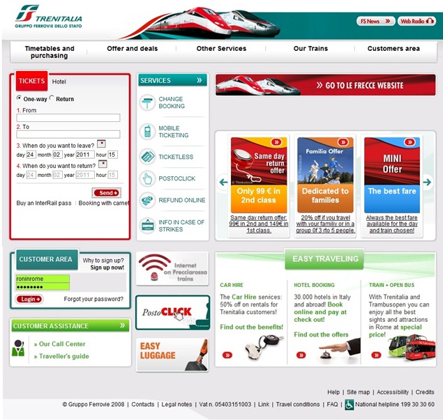 Trenitaliawebpage01 thumb  Booking on the Trenitalia Website