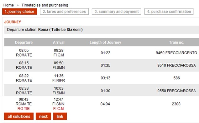 Trenitaliawebpage07c thumb  Booking on the Trenitalia Website