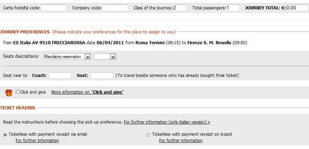 Trenitaliawebpage10c thumb  Booking on the Trenitalia Website