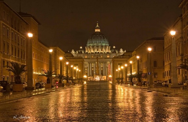 st. peters in the distance  Rome at Night