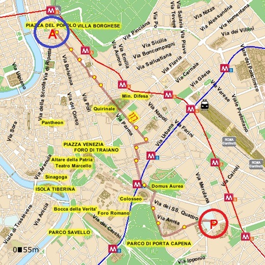 117corsopopoloFULLMAPstandardroute Bus 117 Corso Popolo
