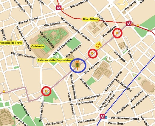 64p.zastaziones.pietro5nazionalepalazzoesposizionistop Bus 64 to Piazza Stazione San Pietro 