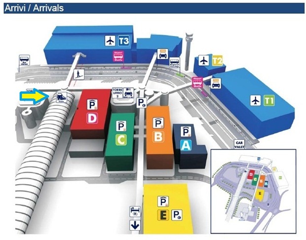 FCOMapArriviArrivals2TrainStationDesignated thumb Transportation Options From Fiumicino Airport (FCO) to the City of Rome