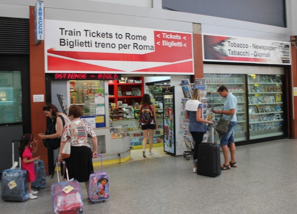 IMG_4438a - FCO Tabacchi Shop IMG 4438a FCO Tabacchi Shop 600x433 Leonardo Express – The Trenitalia Nonstop Train to the Fiumicino (FCO) Airport