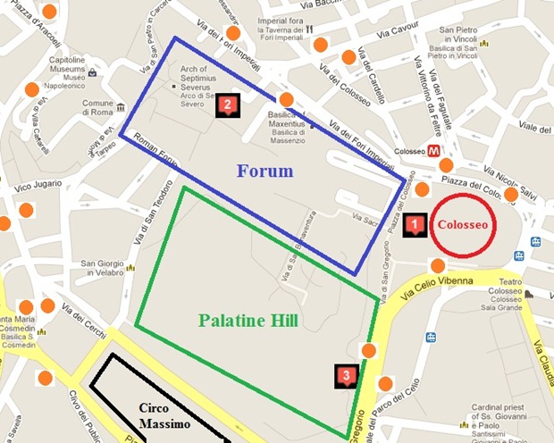ColosseoMap thumb Skip the Line Ticket Options for the Coliseum (Colosseo) in Rome