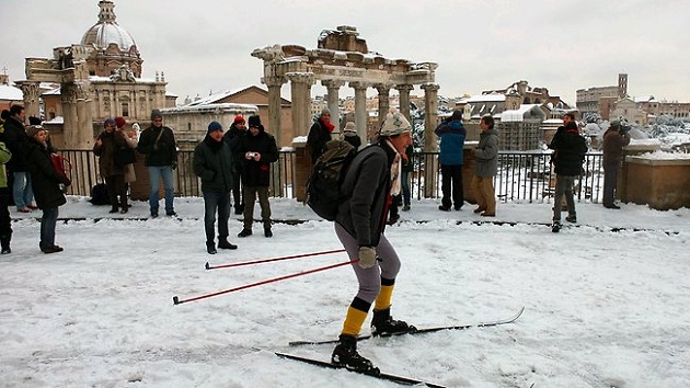 2012-02 Skier near Forum in Snow 2012 02 Skier near Forum in Snow Snow in Rome February 2012!